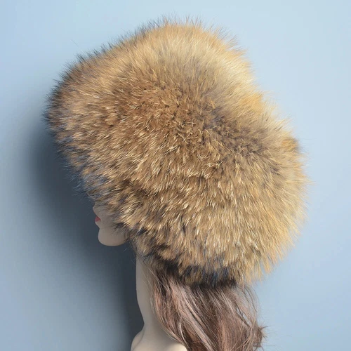 Natürliches Fuchspelz Damen Winter warm flauschig beliebt weiblich rund Mütze Echtfell Mützen - Bild 26 von 32