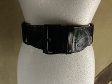 Damengürtel S/M breit schwarz Lackleder Schn...