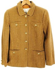 Vtg Escada Margaretha Ley Jacket Women's Eur 36 Silk Wool Blend Houndstooth