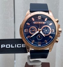 Image of New POLICE Mens Watch BLUE & Rose Gold Day & Date RRP£250 Ideal Gift For Him Box