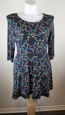 Just-One Mini Dress White Size Large Black Stretch