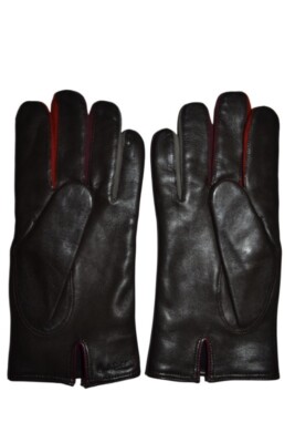 Paul Smith Mainline Mens Brown Lambskin Concertina Gloves Wool