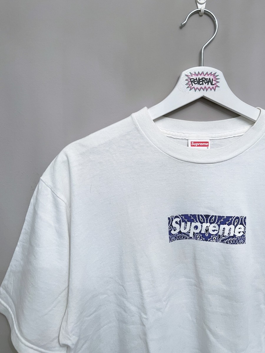 Supreme Box Logo Tshirt 2001 Bandana L Large White Purple Supreme Box Logo Tshirt 2001 Bandana L Large White Purple