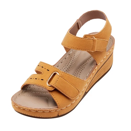 Damen-Sandalen Sommer orthopädische Keilabsatz Wandern Fersenriemen flach Freizeitschuhe Größe - Bild 13 von 21