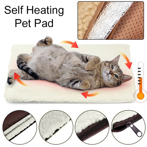 Self Heating Pet Pad Cat Dog Blanket Pet Bed Soft Fleece Thermal Mat Washable