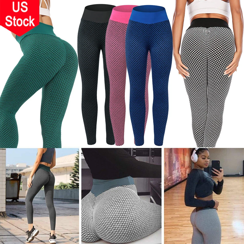 Women Leggings Push Up Ruched High Waist Gym Yoga Pants Anti-Cellulite Butt  Lift