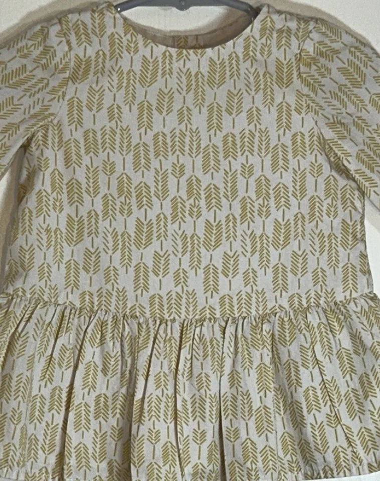 Baby Gap Baby Girl 3-6M Dress Long Sleeve Ivory Gold Leaves Lined Back Buttons - Image 4 of 4