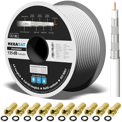 Premium X 50m DELUXE PRO Koaxialkabel 135dB 5-Fach Geschirmt