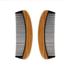Beard Comb Natural Black Ox Buffalo Horn & Sandalwood Handle For Women Men Hair