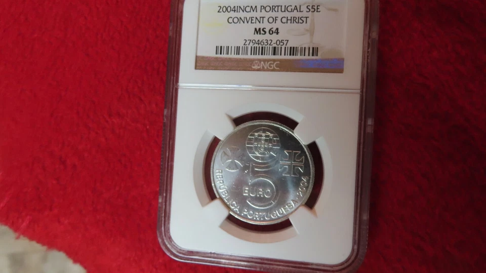 2004 Portugal Convent of Christ Silver 5 Euro NGC MS64 european silver coin - Image 2 of 4