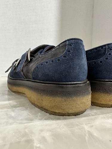 Etro Men's Blue Suede Double Monk Strap Shoes Size UK 41 / US 8.5 - Picture 9 of 19