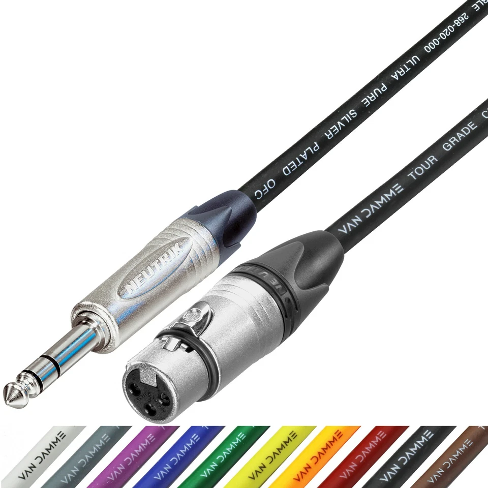 Female XLR to Jack TRS Cable Neutrik 1/4" Balanced Lead Van Damme XKE Patch Mic