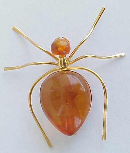 RUSSIA SOVIET USSR BALTIC AMBER GOLD SPIDER BROOCH SILVER JEWELRY 老琥珀 PIN ORDER - Picture 17 of 24