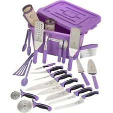 Mercer Culinary M33065 Purple Allergen-Free Storage Tote and Utensils Kit