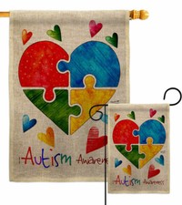 Autism Love Garden Flag Support Awareness Decorative Gift Yard House Banner
