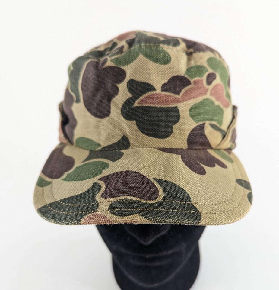 Vintage Hunting Hat Cap Size M Green Camo Camouflage with Ear Flaps eBay