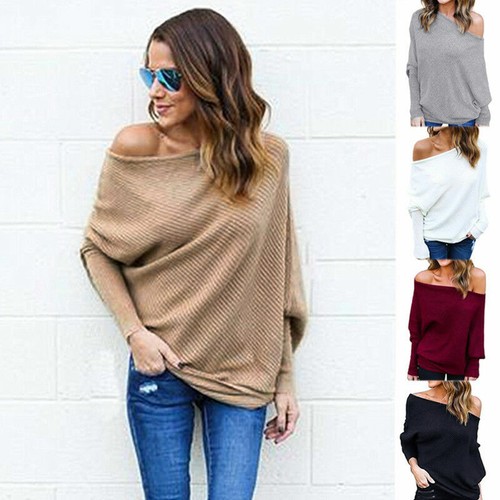 Women Sexy Off Shoulder Sweater Knitted 