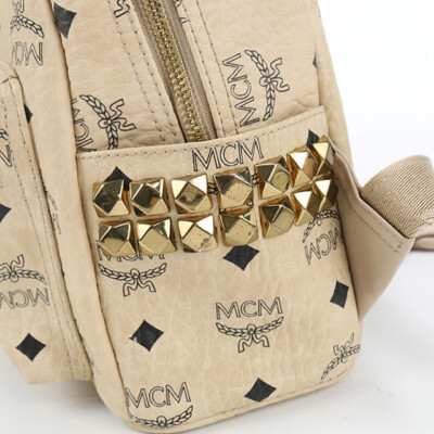 MCM Backpack STARK Side Studs MMK6SVE41 Beige Gold Hardware MCM Backpack STARK Side Studs MMK6SVE41 Beige Gold Hardware