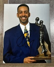 Dell Curry Signed 8x10 Charlotte Hornets Sixth Man Of Year Trophy Photo Pic NBA