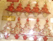 2 Sets Winter Wonder Lane Red & Gold Glitter 10 CHRISTMAS TREE Ornaments