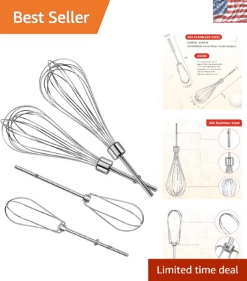 KitchenAid-Compatible Turbo Beater & Whisk Set - Rust-Resistant Stainless Steel