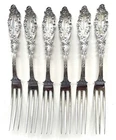 Set Of 6 Gorham Luxembourg Strawberry Fruit Forks Sterling Silver 4 3/4'' 59 Grs