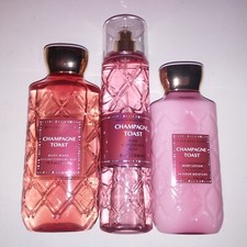 Set of 3 Bath  Body Works Champagne Toast Spray Mist Cream Lotion Full Size
