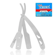 CLASSIC MENS SINGLE EDGE OLD FASHION SAFETY+100 DISPOSABLE RAZOR BLADES SET SLVR