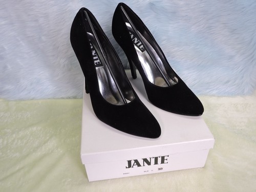 Black Suede stilettos from Jante. New Old Stock. Size Womens 10 Mens 8.5 - Picture 4 of 12