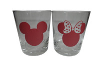 "2Er Set Teelicht Glas Windlicht Mit Print \"Minnie+Micky\" Rot Kerzenglas Deko"