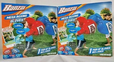 2 PAIRS = 4🥊 Banzai MEGA Inflatable Boxing gloves (Red & Blue Pair) Kids * NEW