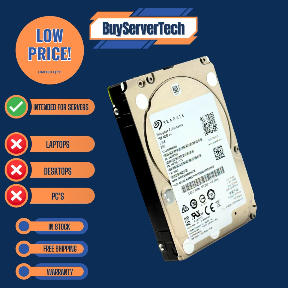 Seagate ST1200MM0088 1.2TB 10K SAS 12Gbps 2.5" HDD | 128MB | 512n | 1YR Warranty - Image 3 of 4