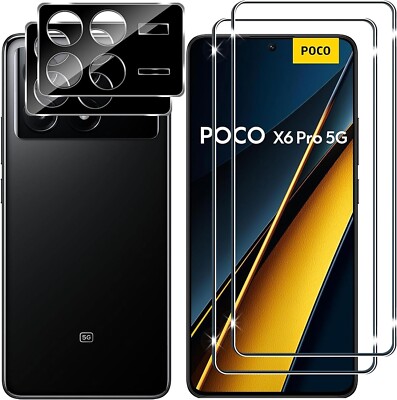 2X Schutzglas ( Display + Kamera ) für Xiaomi POCO X6 Pro 5G Hartglas Full 9H