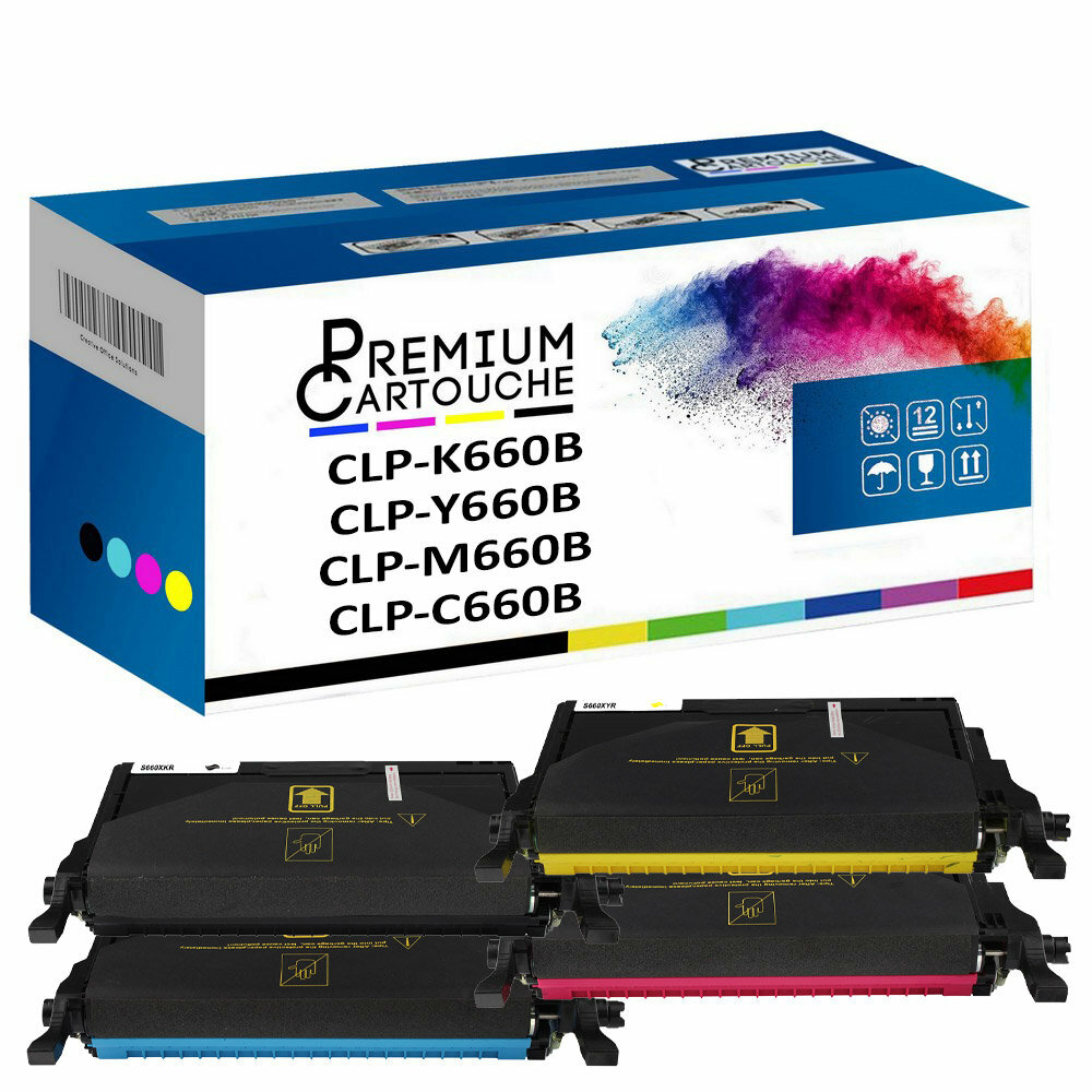 Toner CLP-660B ELS pack x4 contre les impressions pâles et traces sur papier laser