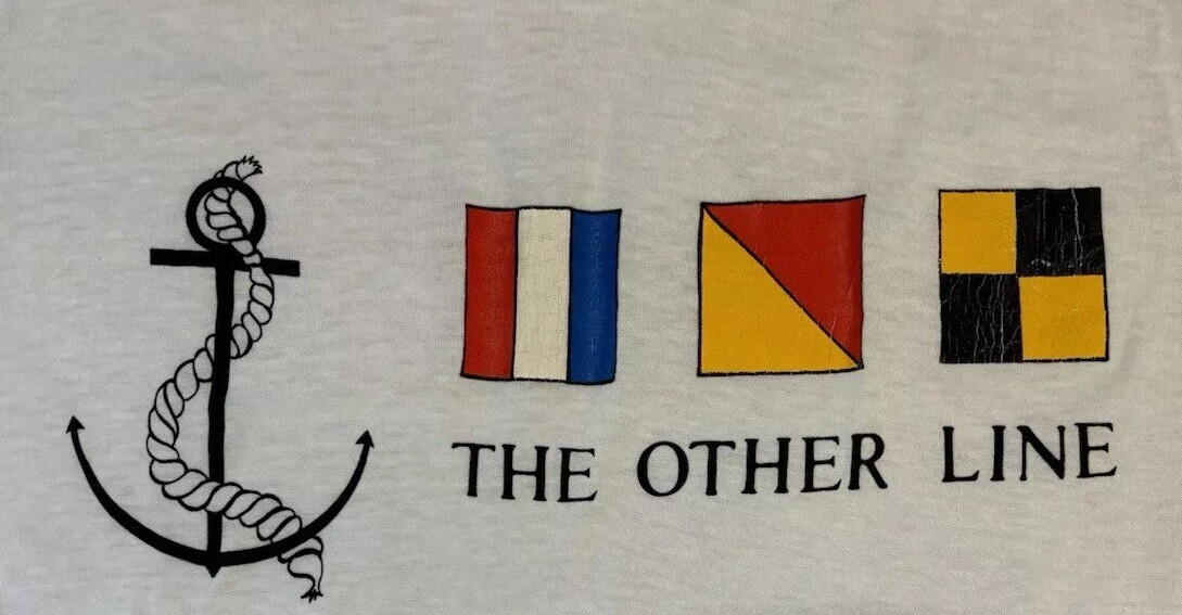 T shirt bianca punto singolo vintage "L'altra linea"