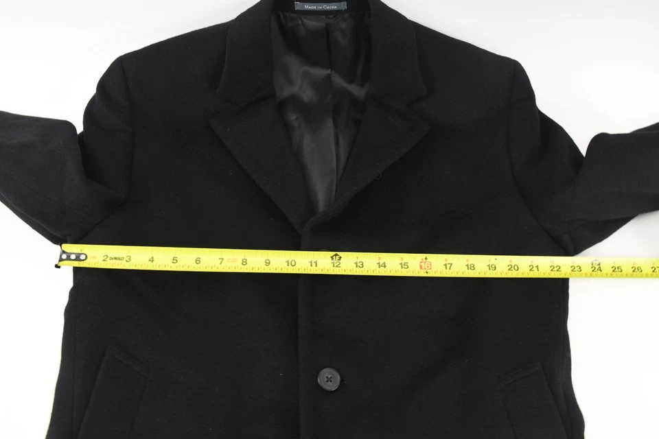 Perry Ellis Portfolio Mens Black Trench Coat Black Softshell Buttons Size 44 - Image 3 of 4