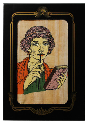Papyrus Postkarte ''Sappho'' handbemalt, Klapp-Passepartout - von PGI-Shop