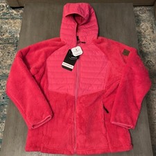 Little Donkey Andy Women's Puffer Sherpa Jacket, Lightweight Warm Pink Hooded