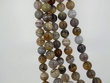 Botswana agate round beads 10 mm. Genuine gemstone beads. Full strand