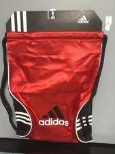 NWT-ADIDAS TROOP DRAWSTRING BACKPACK- SACK PACK BLACK & RED  SPORT GYM  BAG