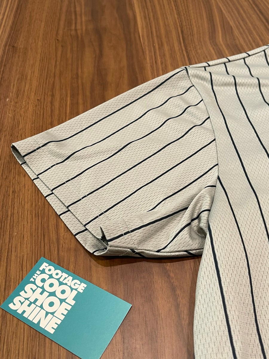 SUPREME TIGER EMBROIDERED BASEBALL JERSEY PINSTRIPLE SILVER SUPREME TIGER EMBROIDERED BASEBALL JERSEY PINSTRIPLE SILVER