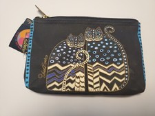 Laurel Burch "Feline Friends"  LB4880A Canvas 9"x1"x6" Cosmetic Bag  Cats 