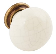 VINTAGE CERAMIC BONE CRACKLE CABINET CHEST DRESSER DESK DRAWER CUPBOARD KNOB