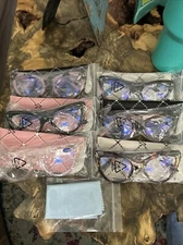 6 Pair Women Fashion Reading Glasses - Stylish/Cat eye.  +2.50/Anti Blue light.