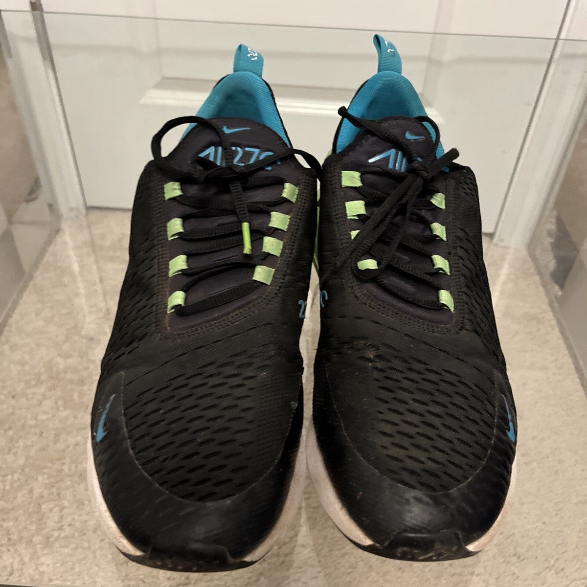 Nike Air Max 270 Shoes Mens 12 Black Green Strike Running Sneakers