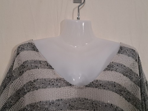 Womens Rusty Poncho Loose Knit Blouse Grey off white colour beach boho size 8 - Picture 3 of 7