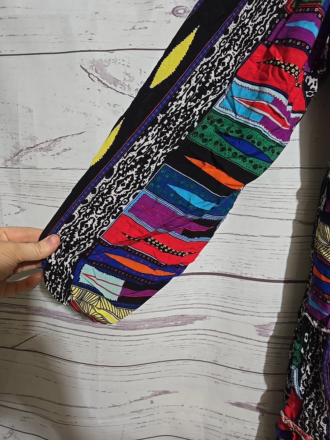 Velzera Multicolor Patchwork Off The Shoulder Tie… - image 4