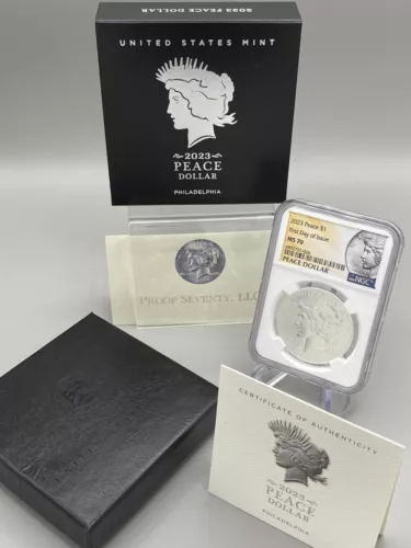 2023 P Peace Silver Dollar NGC MS 70 FDOI -First Day of Issue, w/OGP