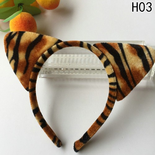Fashion Women Girl Plush Leopard Cat Ear Headband Hair Band Cosplay Party Prop - Picture 7 of 21