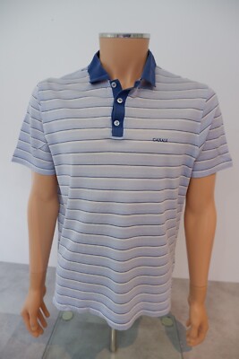 Canali Herren Polotop mit Kragen Größe 54 blau gestreift kurzarm